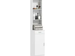 HOMCOM Badezimmerschrank Spanplatte 35L x 30,5B x 179H cm Weiß