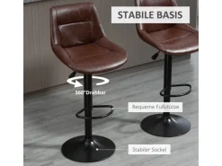 HOMCOM Barhocker 2er Set Barstuhl mit Rückenlehne