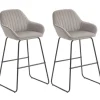 HOMCOM Barhocker 2er Set Gepolstert Barstuhl für Küche Wohnzimmer Grau