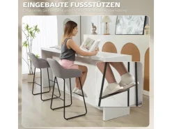 HOMCOM Barhocker 2er Set Gepolstert Barstuhl für Küche Wohnzimmer Grau