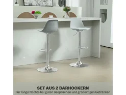 HOMCOM Barhocker mit Stahlgestell Kunstleder Grau 38L x 42B x 82-104H cm* Hocker