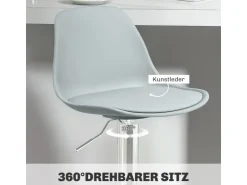 HOMCOM Barhocker mit Stahlgestell Kunstleder Grau 38L x 42B x 82-104H cm* Hocker