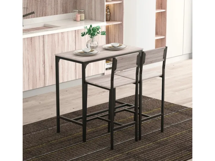 HOMCOM Barmöbel MDF Metall Natur Schwarz L89 x B45 x H87 cm L39 x B45 x H95 cm