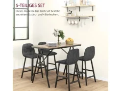 HOMCOM Bartisch mit Barhocker Set 5-Teilige Stahl 120 x 60 x 91 cm* Möbelserien