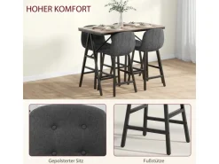 HOMCOM Bartisch mit Barhocker Set 5-Teilige Stahl 120 x 60 x 91 cm* Möbelserien