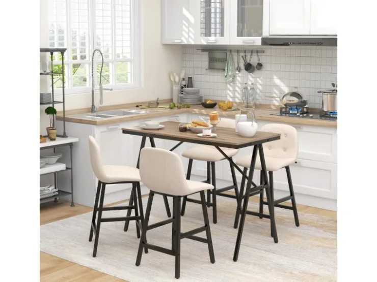 HOMCOM Bartisch mit Barhocker Set 5-Teilige 120 x 60 x 91 cm* Möbelserien