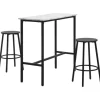 HOMCOM Bartisch mit Barhocker Set 3-Teilig Stahl Weiß Schwarz