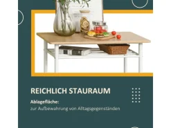 HOMCOM Bartisch Set 3-Teilig mit Lagerregal MDF-Platte Weiß Eiche 80 x 50 x 90 cm* Hocker