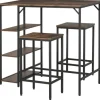 HOMCOM Bartisch-Set Stehtisch mit 2 Barhockern Braun Schwarz 109 x 60 x 100 cm* Hocker