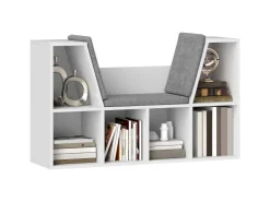 HOMCOM Bücherregal Aufbewahrungsregal Spanplatte Weiß 105L x 30B x 63H cm* Bücherregale|Sitzbänke