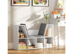 HOMCOM Bücherregal Aufbewahrungsregal Spanplatte Weiß 105L x 30B x 63H cm* Bücherregale|Sitzbänke