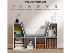 HOMCOM Bücherregal Aufbewahrungsregal Spanplatte Weiß 105L x 30B x 63H cm* Bücherregale|Sitzbänke