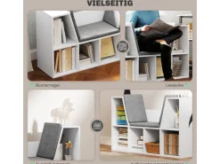 HOMCOM Bücherregal Aufbewahrungsregal Spanplatte Weiß 105L x 30B x 63H cm* Bücherregale|Sitzbänke
