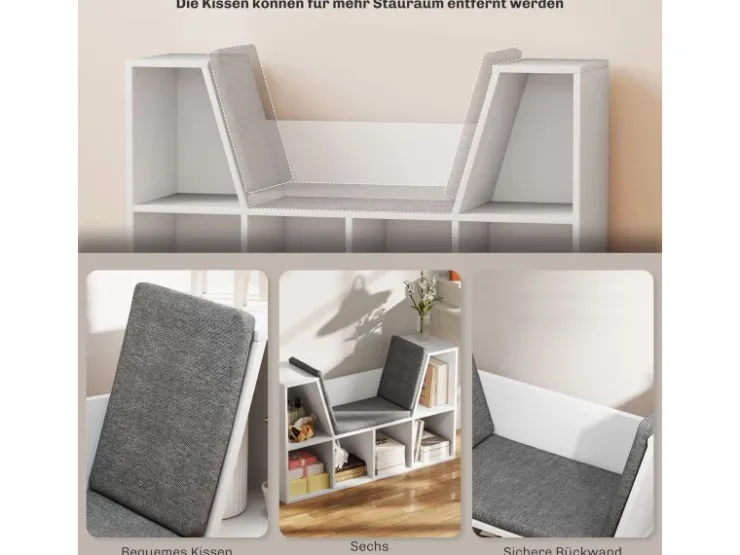 HOMCOM Bücherregal Aufbewahrungsregal Spanplatte Weiß 105L x 30B x 63H cm* Bücherregale|Sitzbänke