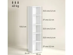HOMCOM Bücherregal Standregal mit 5 Ebenen Aufbewahrungsregal