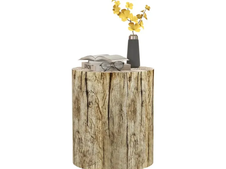 HOMCOM Beistelltisch im Baumstumpf-Design Rund für Wohnzimmer Garten Natur* Tische