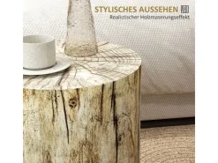 HOMCOM Beistelltisch im Baumstumpf-Design Rund für Wohnzimmer Garten Natur* Tische