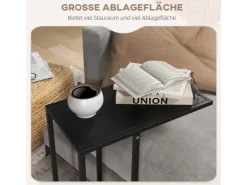 HOMCOM Beistelltisch Laptoptisch mit Stahlgestell Schwarz 46 x 26 x 60 cm* Tische