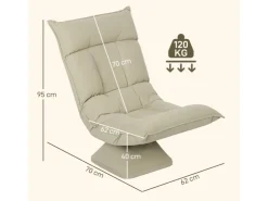 HOMCOM Bodenstuhl 360° Drehbar Bodensessel mit 5-Fach 70L x 62B x 95H cm