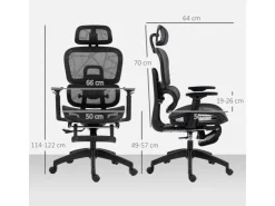 HOMCOM Bürostuhl mit Armlehne Polyester Schwarz 66L x 64B x 114-122H cm* Stühle