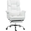HOMCOM Bürostuhl mit Liegefunktion Kunstleder Weiß 69L x 65B x 107-115H cm