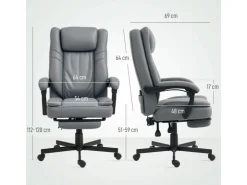 HOMCOM Bürostuhl mit Massagefunktion Mikrofaser-Stoff Schaumstoff 69L x 64B x 112-120H cm Grau* Stühle