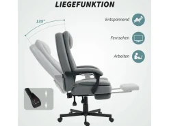 HOMCOM Bürostuhl mit Massagefunktion Mikrofaser-Stoff Schaumstoff 69L x 64B x 112-120H cm Grau* Stühle
