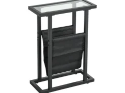 HOMCOM Couchtisch Metall Hartglas Schwarz 40L x 18B x 55,5H cm* Tische