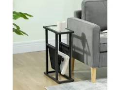 HOMCOM Couchtisch Metall Hartglas Schwarz 40L x 18B x 55,5H cm* Tische