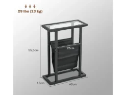 HOMCOM Couchtisch Metall Hartglas Schwarz 40L x 18B x 55,5H cm* Tische