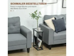 HOMCOM Couchtisch Metall Hartglas Schwarz 40L x 18B x 55,5H cm* Tische