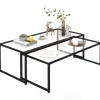 HOMCOM Couchtisch 2er-Set für Schlafzimmer Gehärtetes Glas Stahl Schwarz* Tische