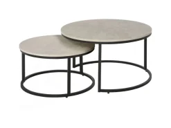HOMCOM Couchtisch 2er-Set mit Metallgestell Stapelbar für Wohnzimmer Grau* Tische