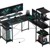 HOMCOM Eckschreibtisch Spanplatte Metall Schwarz 137L x 140B x 139,5H cm* Bücherregale
