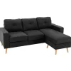 HOMCOM Ecksofa Leinen Gummiholz Schwarz 193L x 136B x 85H cm* Kissenbezüge