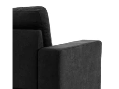 HOMCOM Ecksofa Leinen Gummiholz Schwarz 193L x 136B x 85H cm* Kissenbezüge
