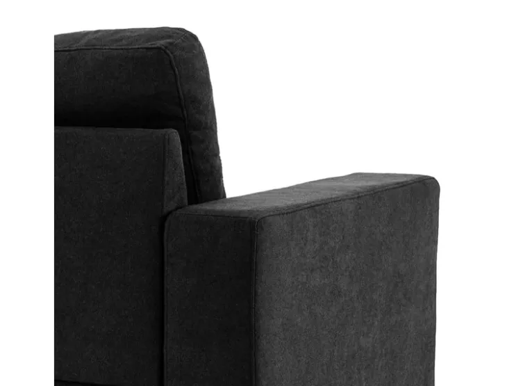 HOMCOM Ecksofa Leinen Gummiholz Schwarz 193L x 136B x 85H cm* Kissenbezüge