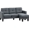 HOMCOM Ecksofa Polyester Schaumstoff 186L x 130B x 84H cm Dunkelgrau