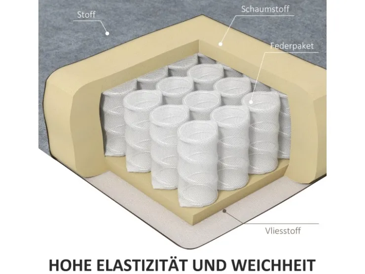 HOMCOM Ecksofa Polyester Schaumstoff 186L x 130B x 84H cm Dunkelgrau