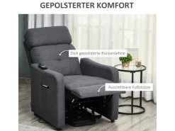 HOMCOM Elektrischer Liftstuhl Polyesterstoff Stahl Grau 71L x 94B x 104H cm* Sessel