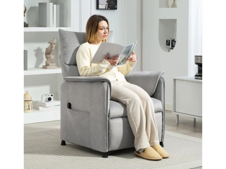 HOMCOM Elektrischer Relaxsessel Polyester Schaumstoff 83L x 80B x 104H cm Grau* Sessel