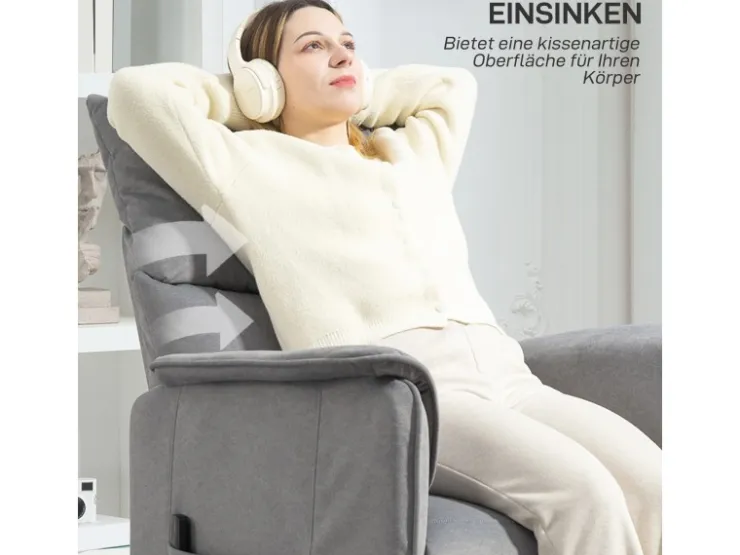 HOMCOM Elektrischer Relaxsessel Polyester Schaumstoff 83L x 80B x 104H cm Grau* Sessel