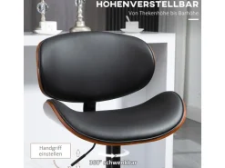 HOMCOM 2er-Set Barhocker Höhenverstellbar mit Fußstützen Schwarz 53 x 52 x 92-112cm