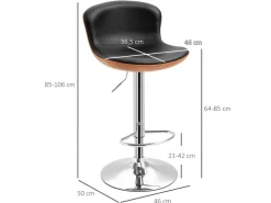 HOMCOM 2er-Set Barhocker mit Rückenlehne Drehbar* Hocker