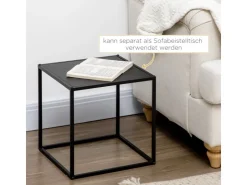 HOMCOM 2er-Set Couchtisch Eckiger aus Stahlgestell bis 10 kg Belastbar Schwarz* Tische