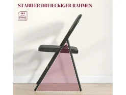 HOMCOM 4er-Set Klappstühle Tragbar mit Kissen Stahlbeine Kunstleder