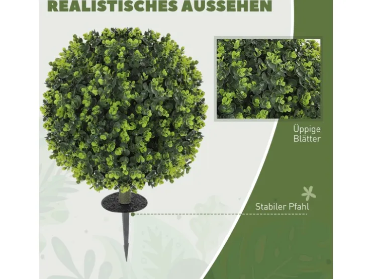 HOMCOM 2er-Set Künstlicher Buchsbaumkugeln 56 cm Kunstpflanze* Ostern|Kunstpflanzen