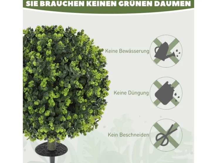 HOMCOM 2er-Set Künstlicher Buchsbaumkugeln 56 cm Kunstpflanze* Ostern|Kunstpflanzen