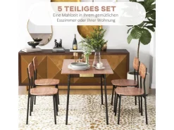 HOMCOM Essgruppe mit 4 Stühlen MDF Stahl Teak 110L x 70B x 75H cm* Tische