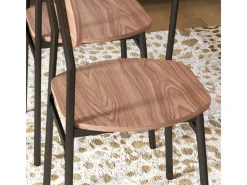 HOMCOM Essgruppe mit 4 Stühlen MDF Stahl Teak 110L x 70B x 75H cm* Tische